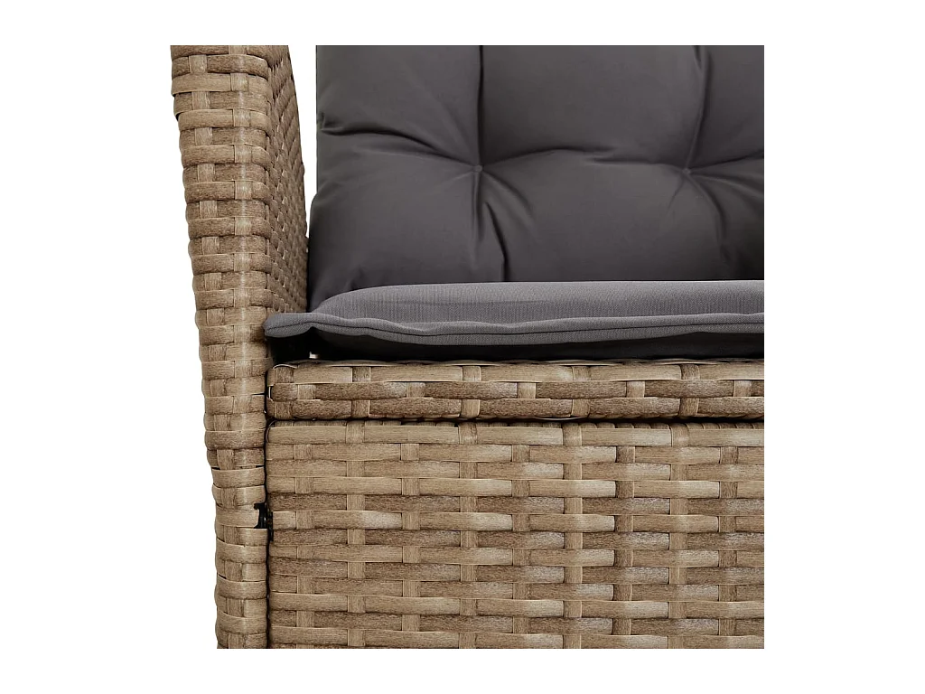 Ensemble à manger de jardin coussins 4 pcs beige résine tressée