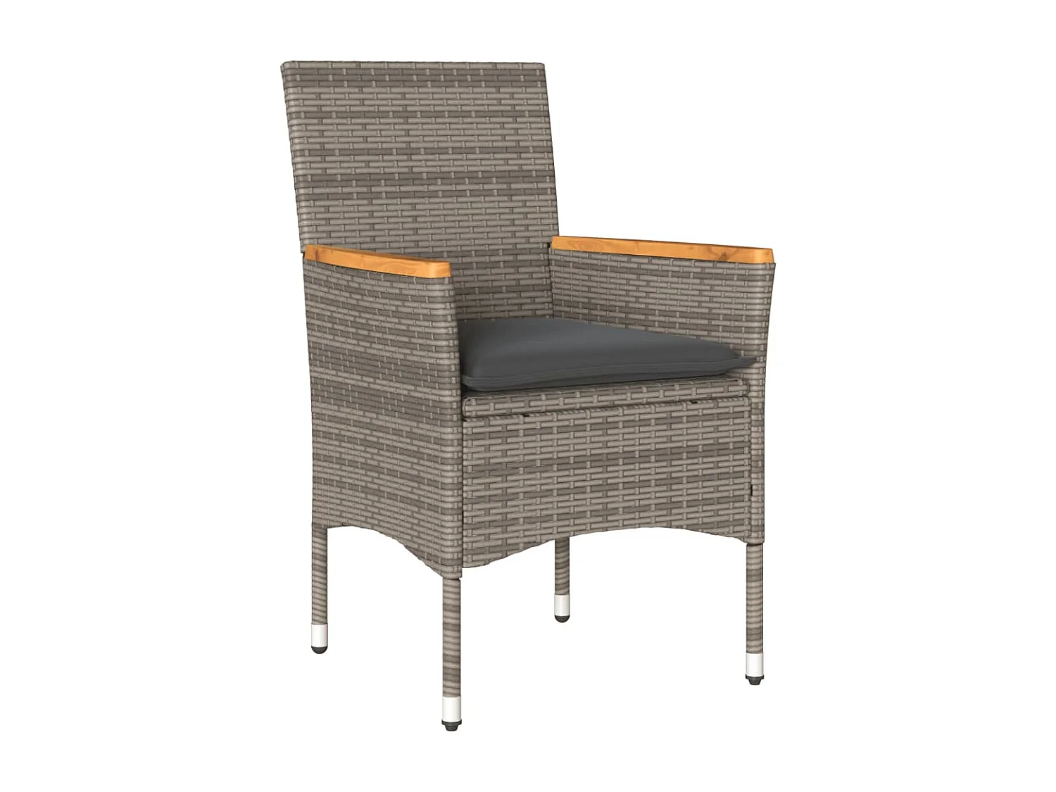 Ensemble de bistro avec coussins 3 pcs gris rotin et acacia