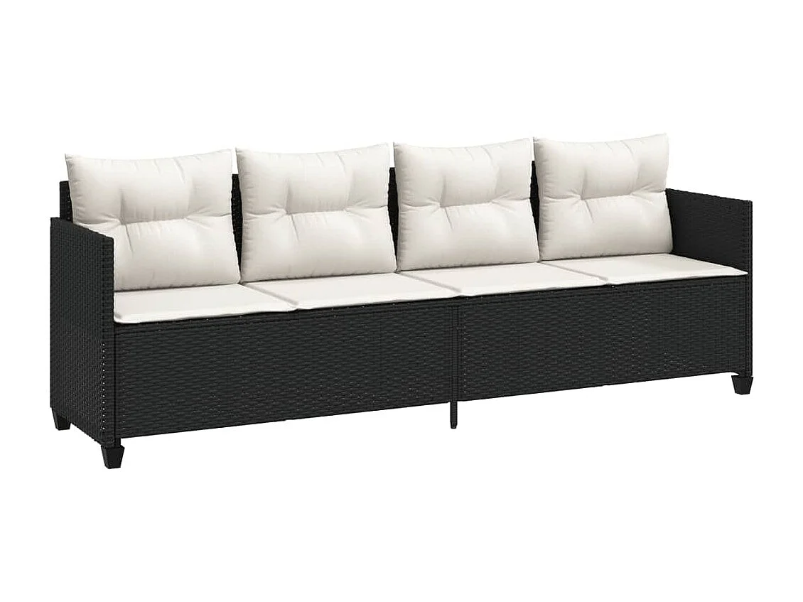 Set de muebles de jardín 5 pzas y cojines ratán sintético negro