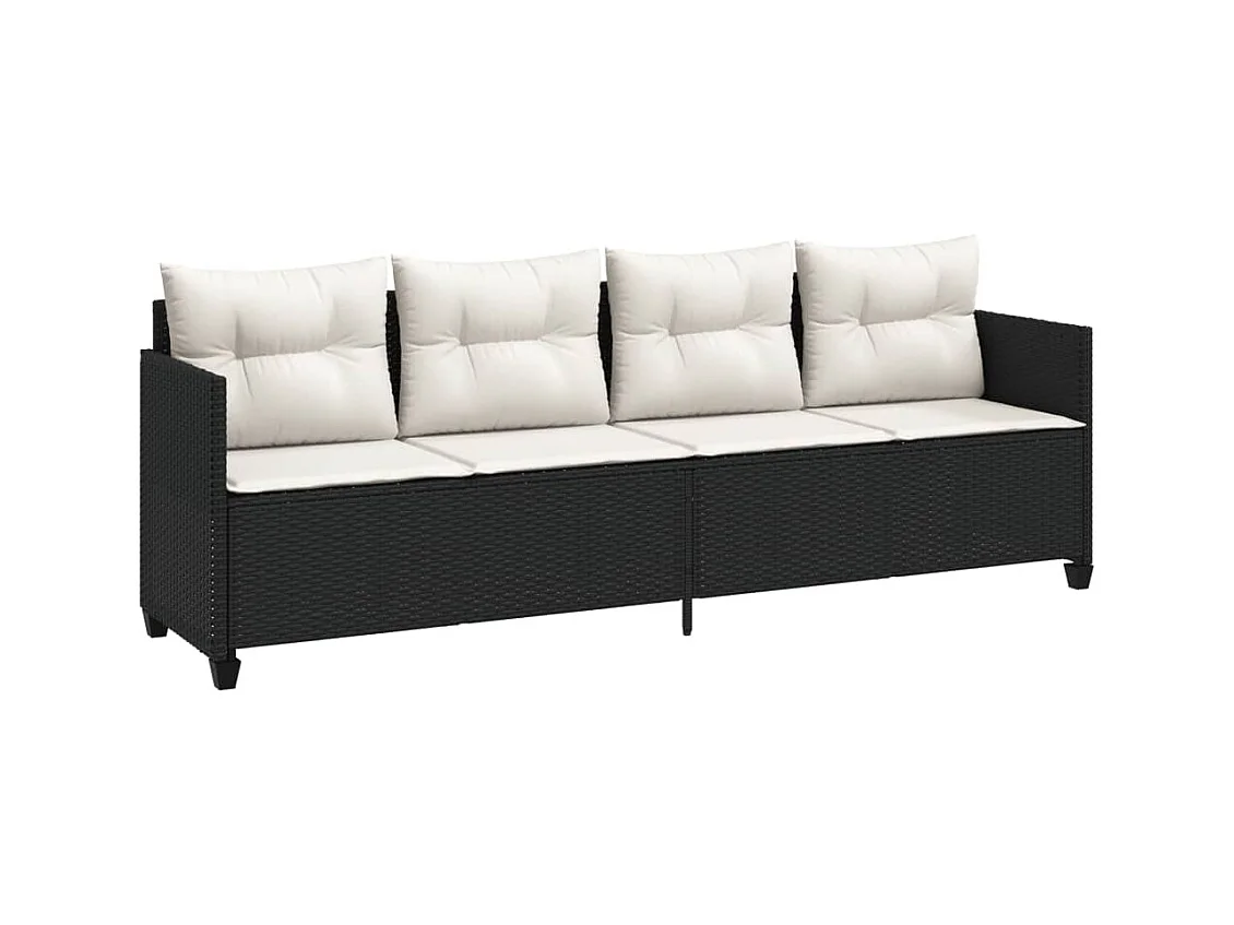 Salon de jardin 5 pcs avec coussins noir résine tressée