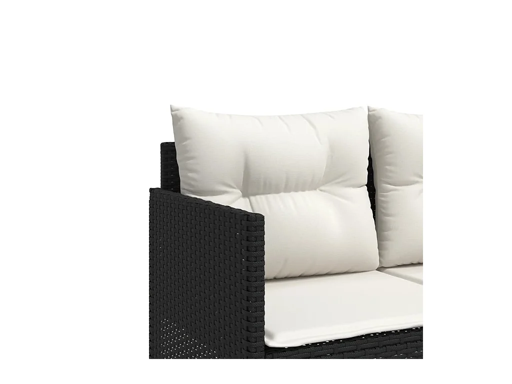 Salon de jardin 5 pcs avec coussins noir résine tressée