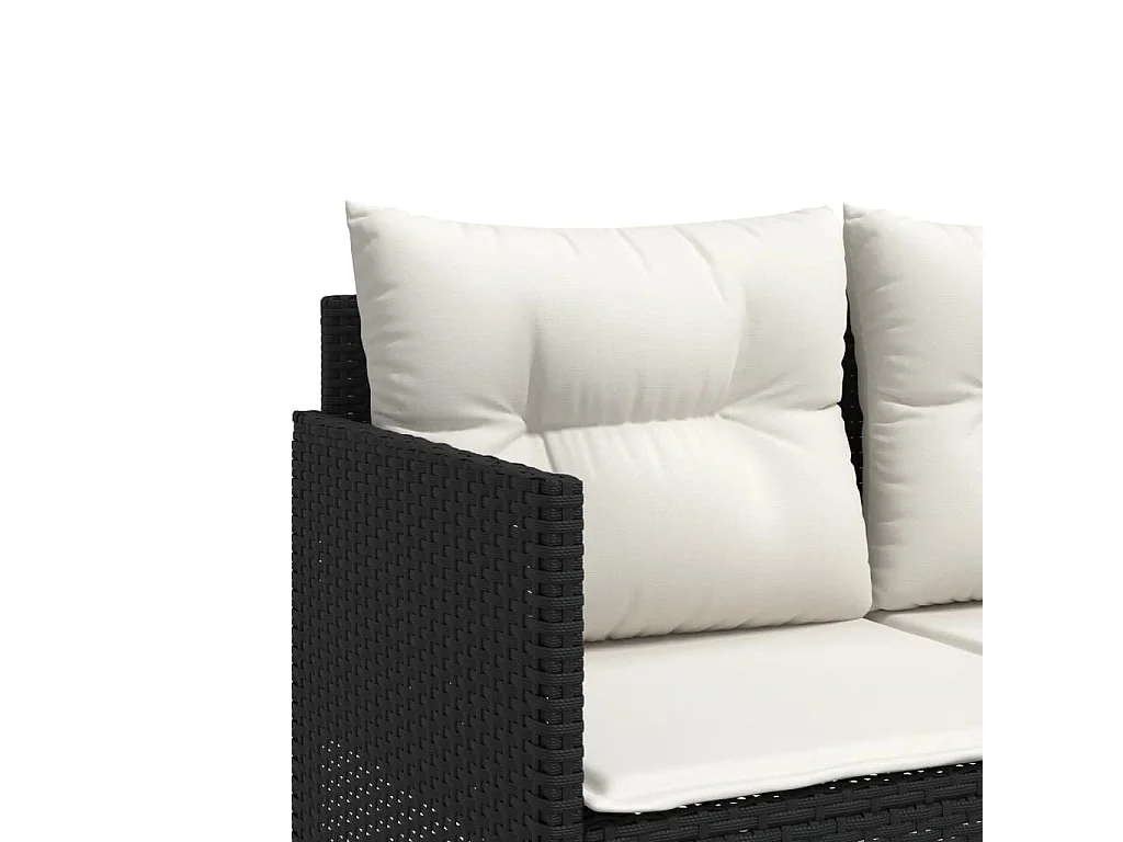 Salon de jardin 5 pcs avec coussins noir résine tressée