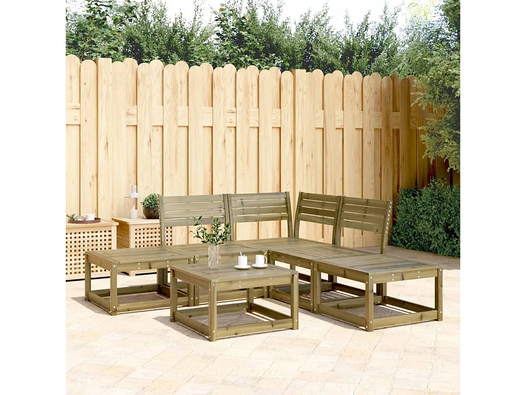 Salon de jardin 5 pcs bois de pin imprégné