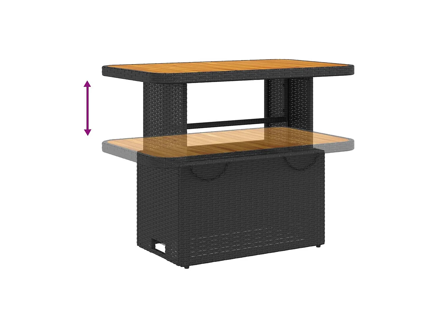 4-delige Tuinset met kussens poly rattan zwart