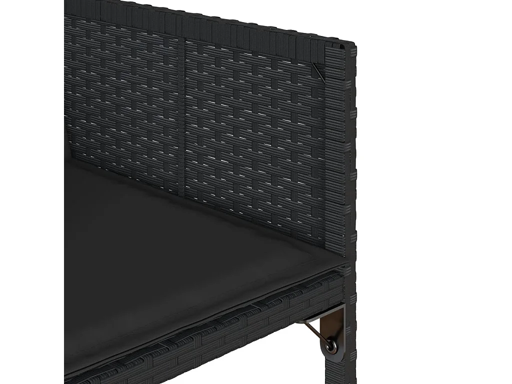 Set da Pranzo da Giardino 11 pz con Cuscini in Polyrattan Nero