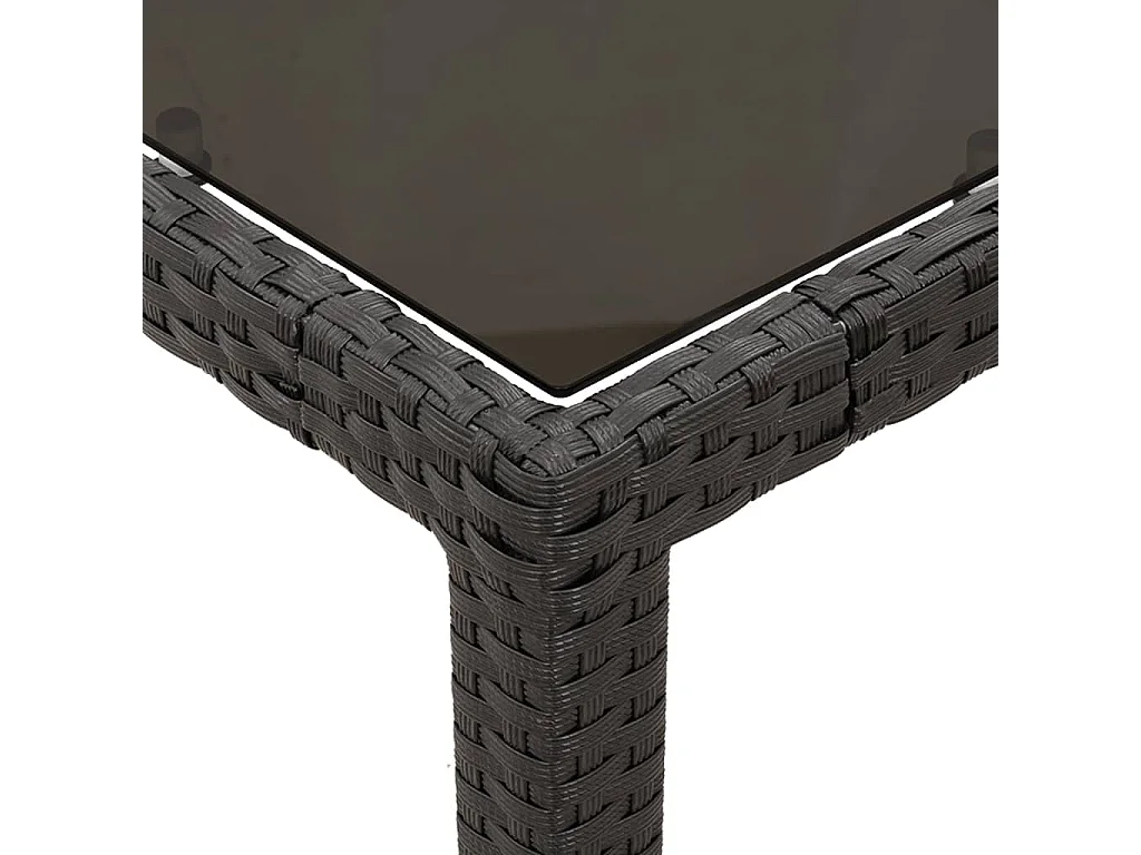 7 pcs conjunto de jantar p/ jardim c/ almofadões vime PE preto