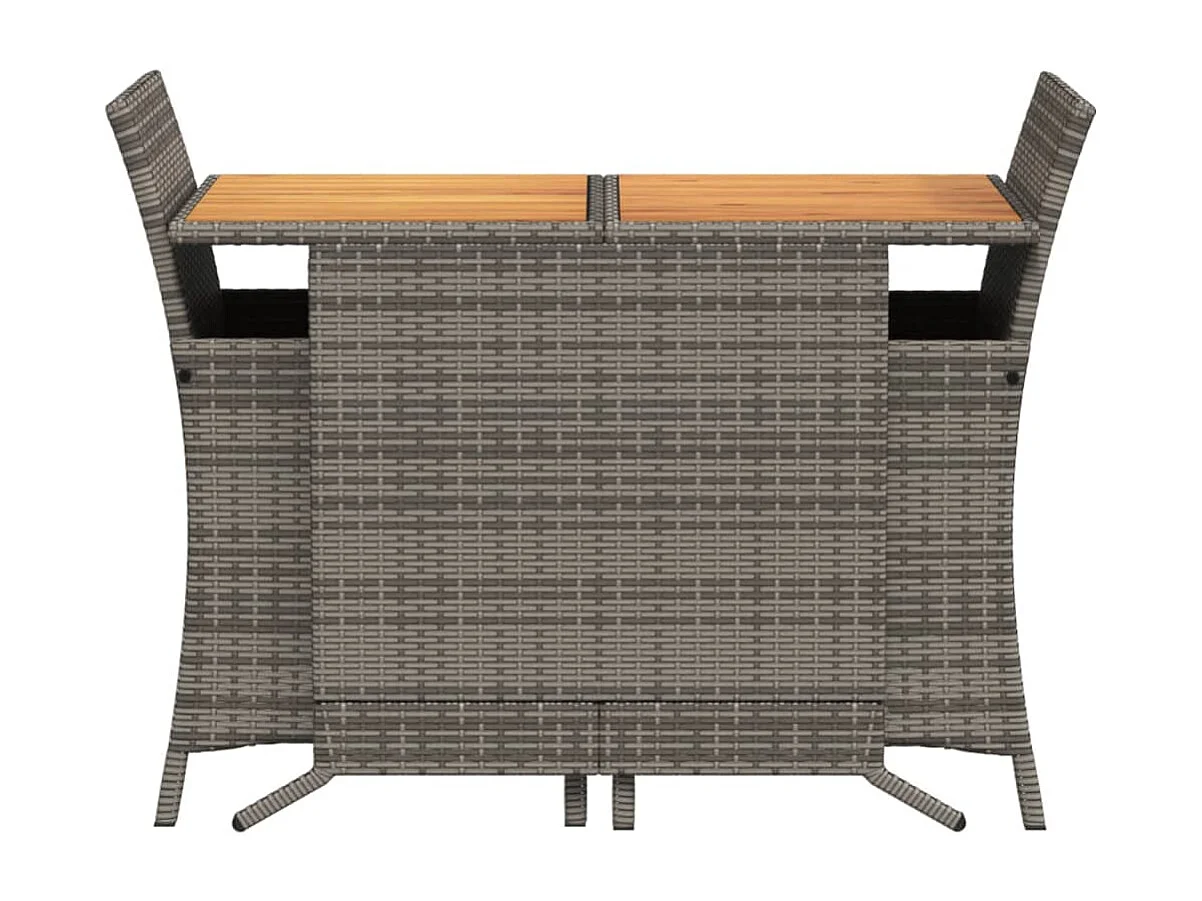 3-tlg. Bistro-Set mit Kissen Grau Poly Rattan