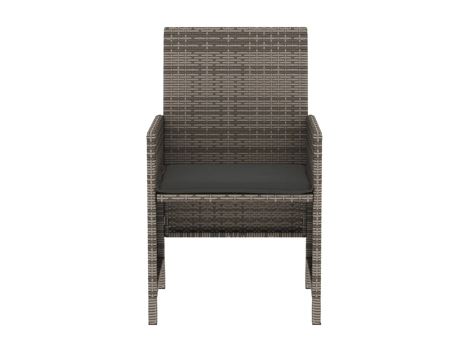 3-tlg. Bistro-Set mit Kissen Grau Poly Rattan