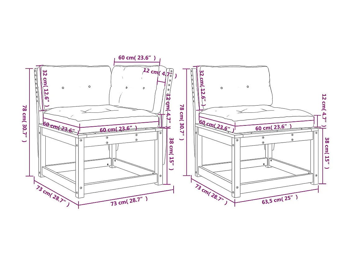 Set Divani Giardino 5pz con Cuscini Marrone Cera Massello Pino