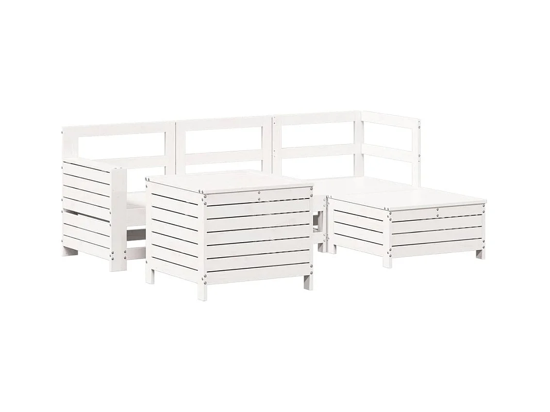 5-delige Loungeset massief grenenhout wit