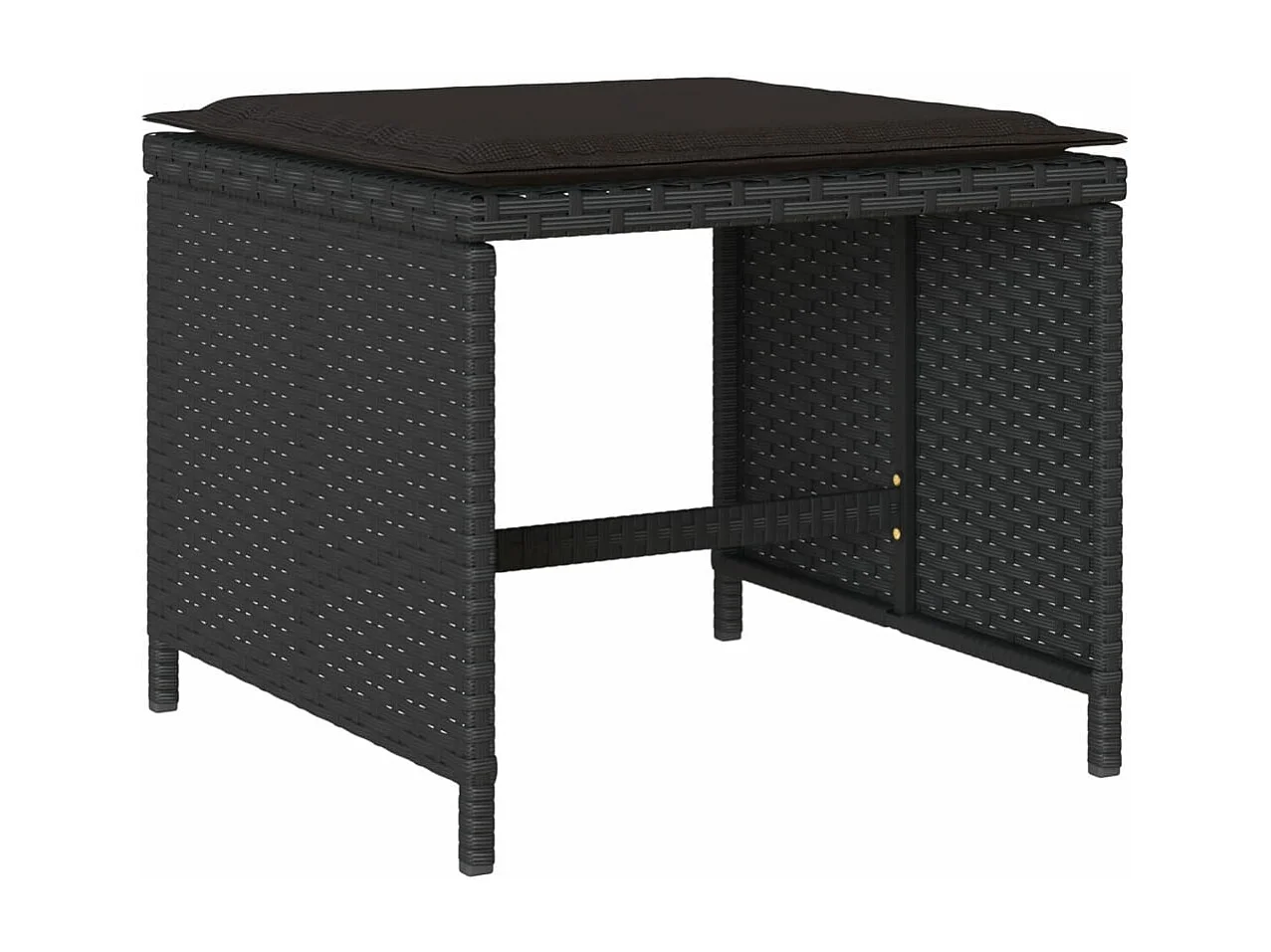 Set da Pranzo da Giardino 15 pz con Cuscini Nero in Polyrattan