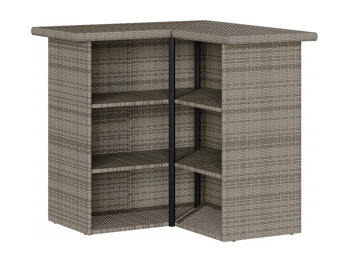 Ensemble de bar de jardin 3 pcs et coussins gris résine tressée