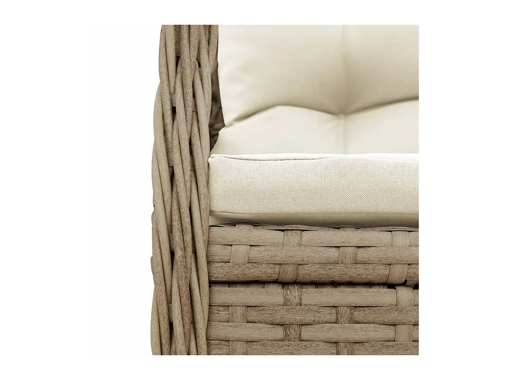 Ensemble à manger de jardin et coussins 9 pcs beige Poly rotin