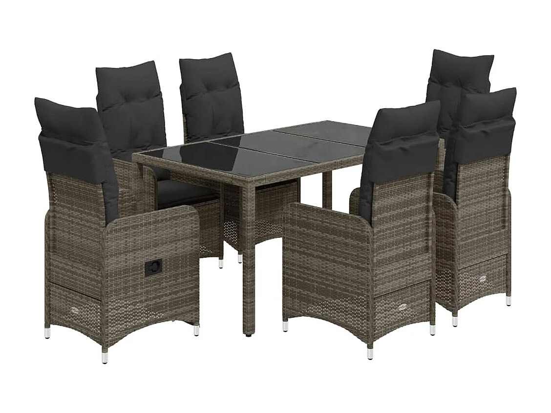 Ensemble de bistro de jardin 5 pcs coussins gris poly rotin