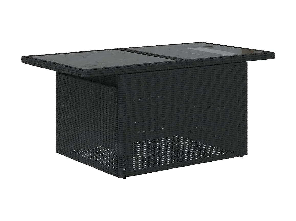 Salon de jardin 11 pcs avec coussins noir résine tressée