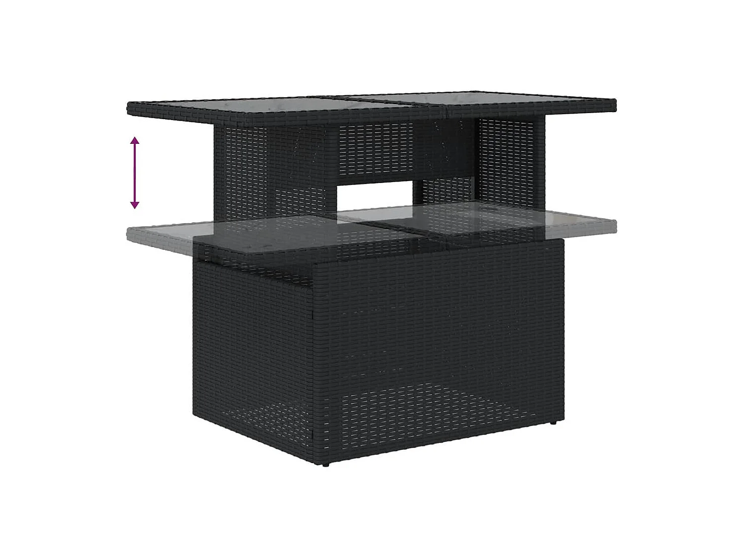 Salon de jardin 11 pcs avec coussins noir résine tressée