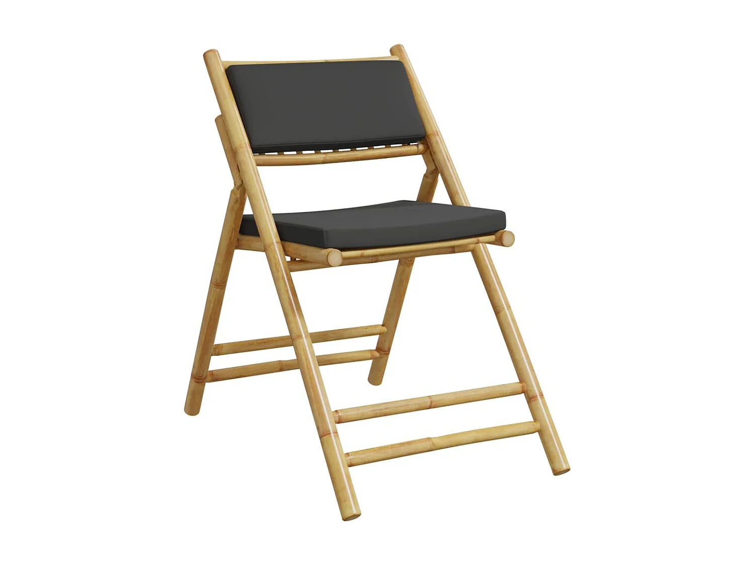 Ensemble de bistro pliante 3 pcs et coussins gris foncé bambou