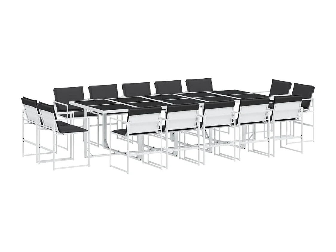 Ensemble à manger de jardin avec coussins 15pcs blanc textilène