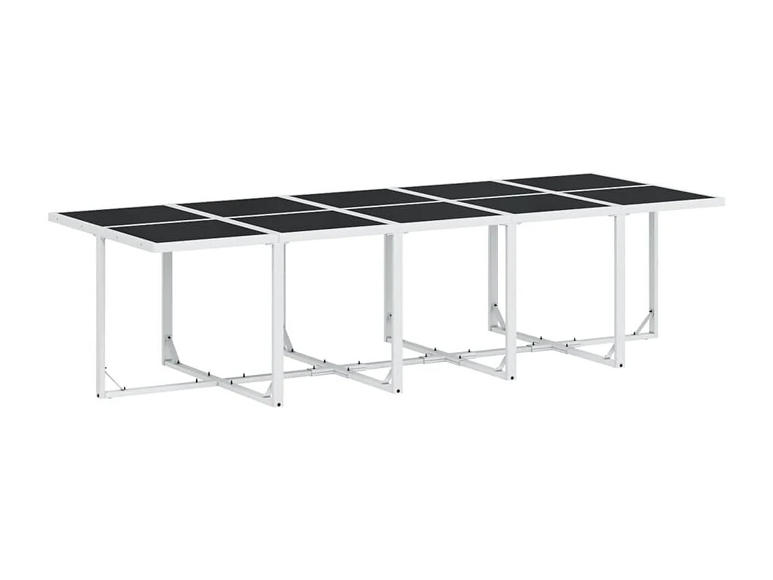 Set da Pranzo da Giardino 15 pz con Cuscini Bianco in Textilene