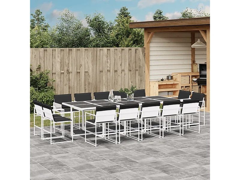 15-delige Tuinset met kussens textileen wit