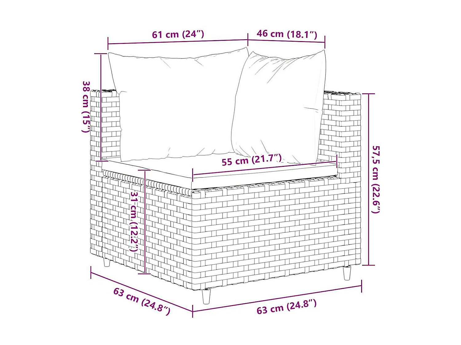 Set Divani da Giardino 5 pz con Cuscini Marrone in Polyrattan