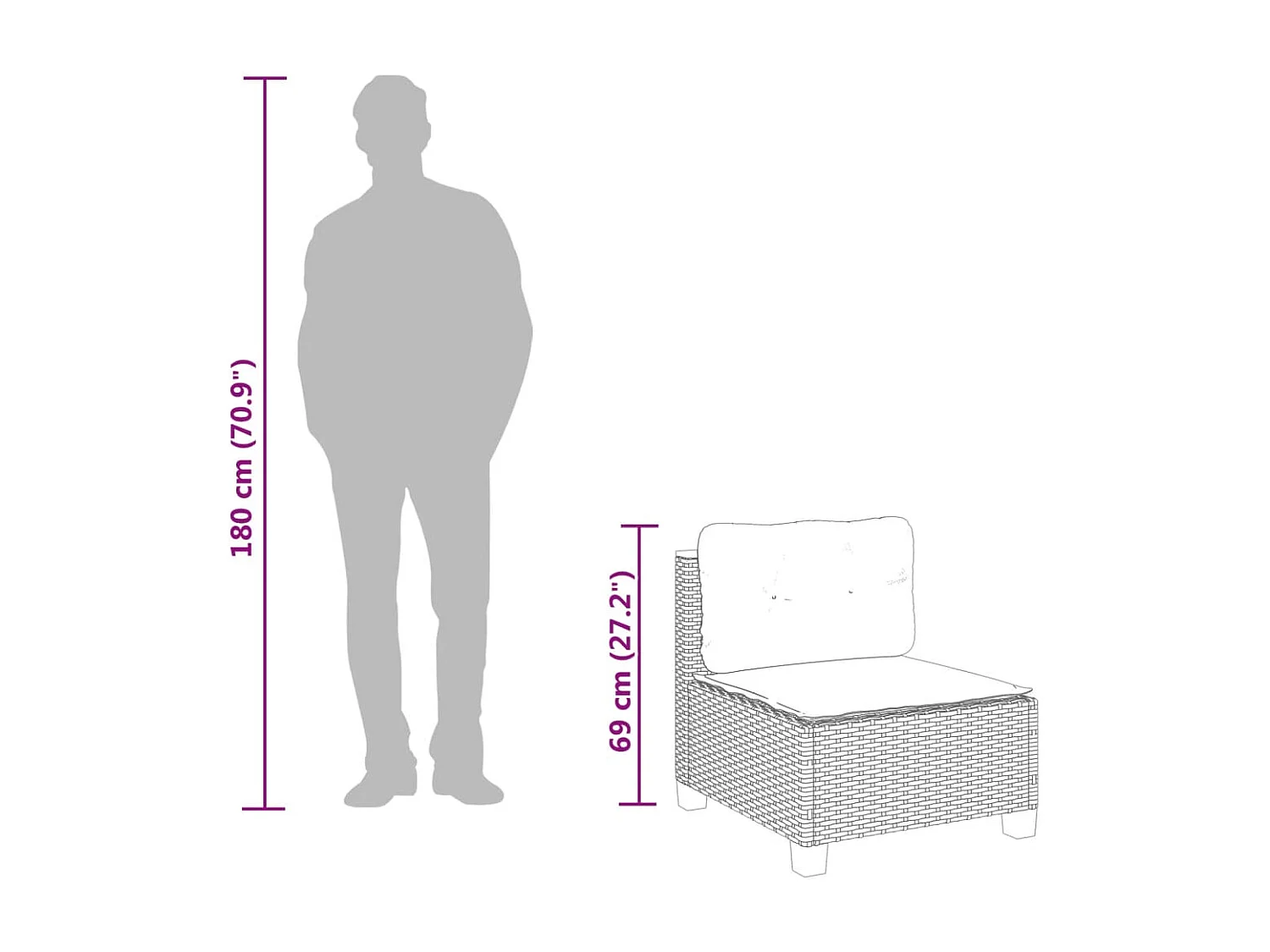 Set Divano da Giardino 9 pz con Cuscini Grigio in Polyrattan