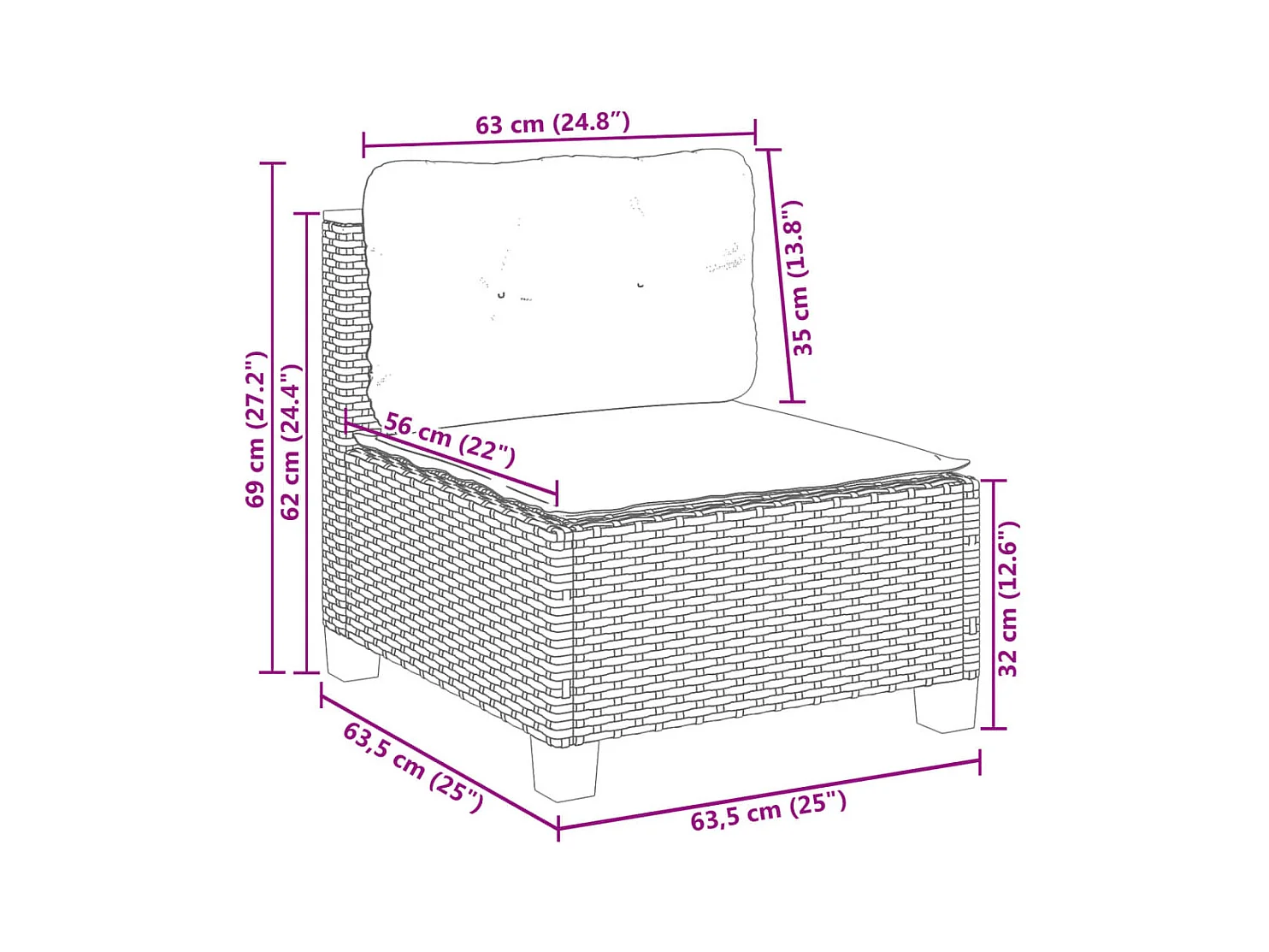 Set Divano da Giardino 9 pz con Cuscini Grigio in Polyrattan