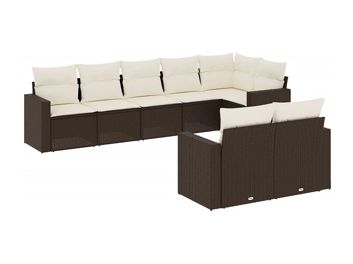 Salon de jardin 8 pcs avec coussins marron résine tressée