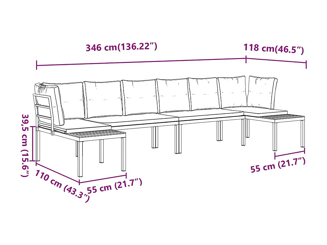 4-tlg. Garten-Sofagarnitur mit Kissen Schwarz Stahl