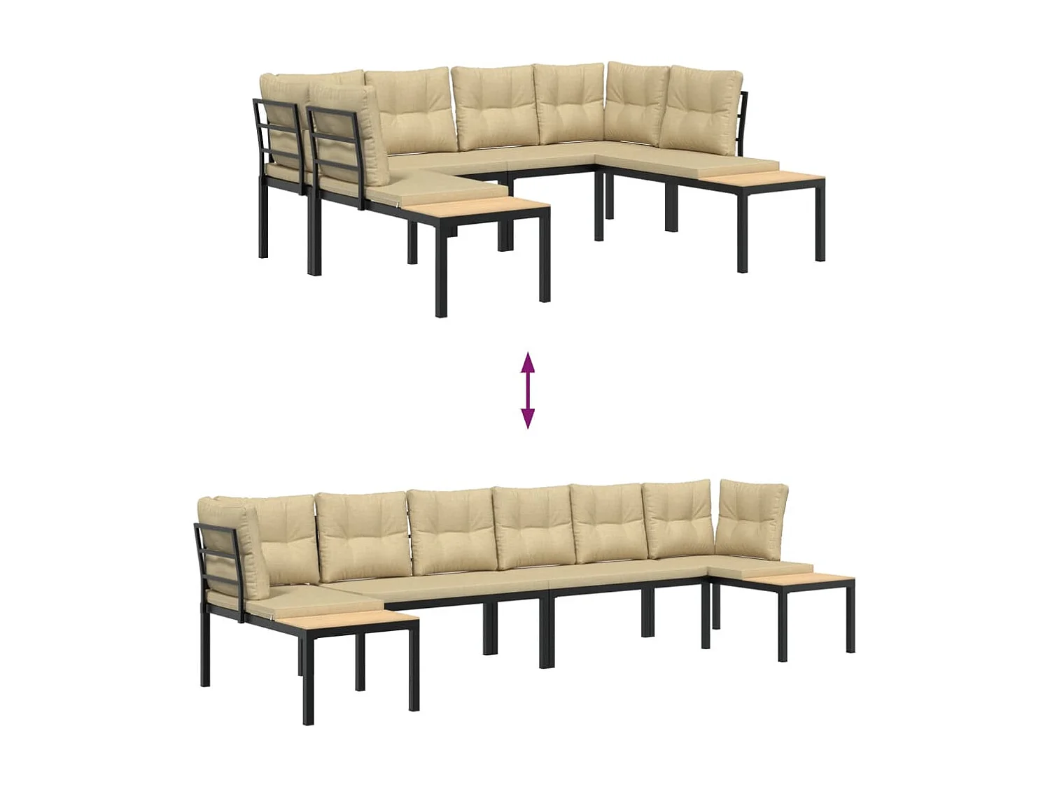 4 pcs sofás de jardim com almofadões aço revestido a pó preto