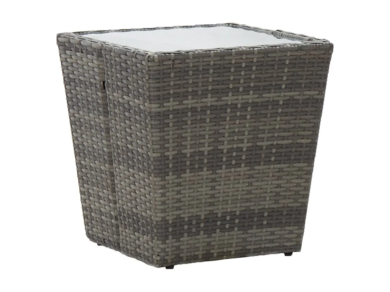 3 pcs conjunto de bistrô com almofadões vime PE/vidro cinza