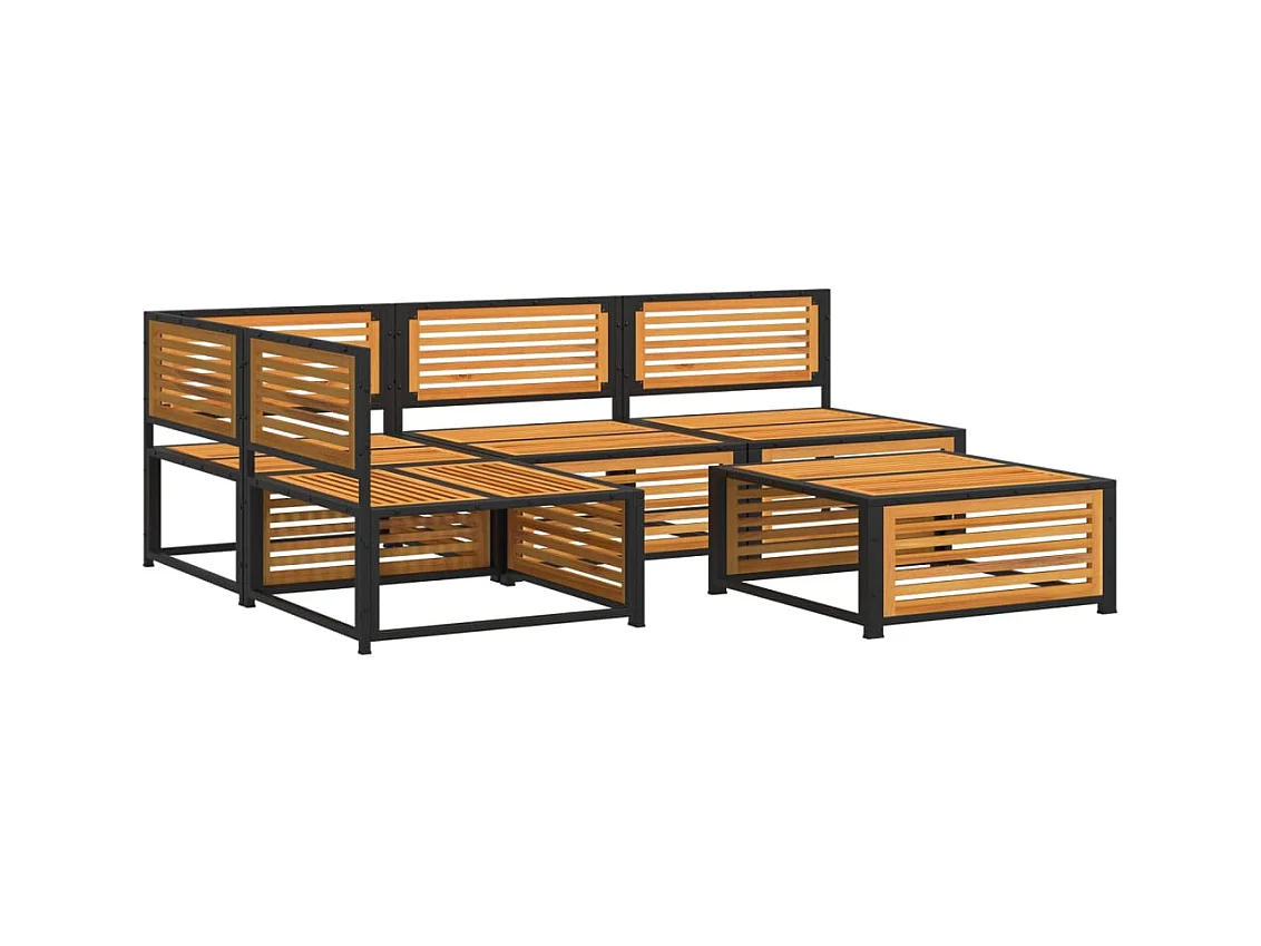 Salon de jardin avec coussins 5 pcs Bois d'acacia solide