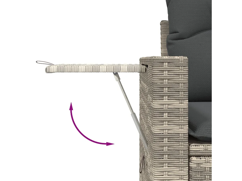 10-delige Loungeset met kussens poly rattan lichtgrijs