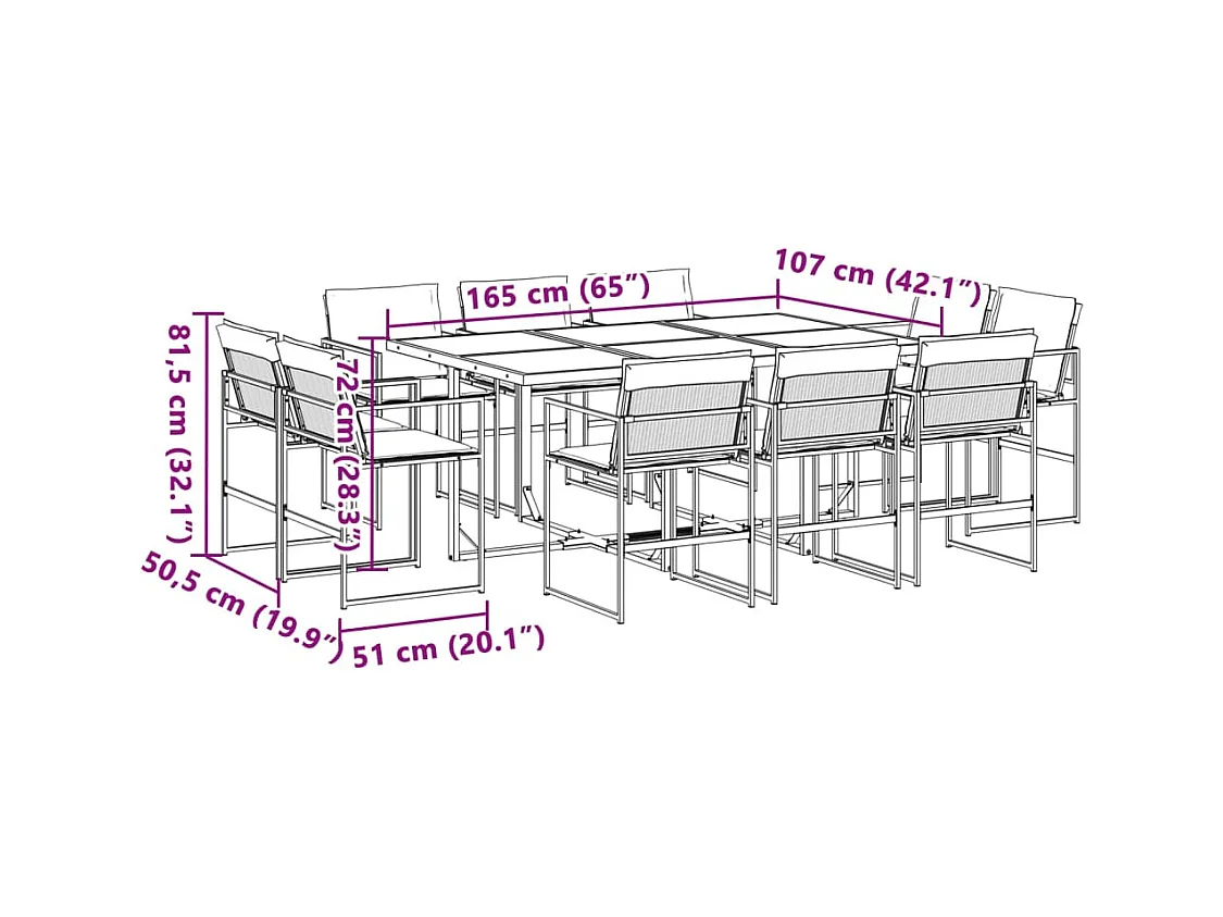 Ensemble à manger de jardin avec coussins 11pcs blanc textilène