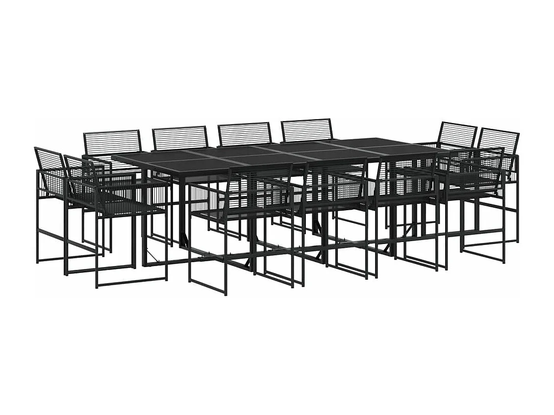 Ensemble à manger de jardin 13 pcs noir résine tressée