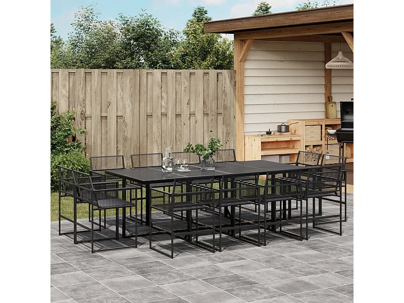 Set de comedor de jardín 13 pzas ratán sintético negro