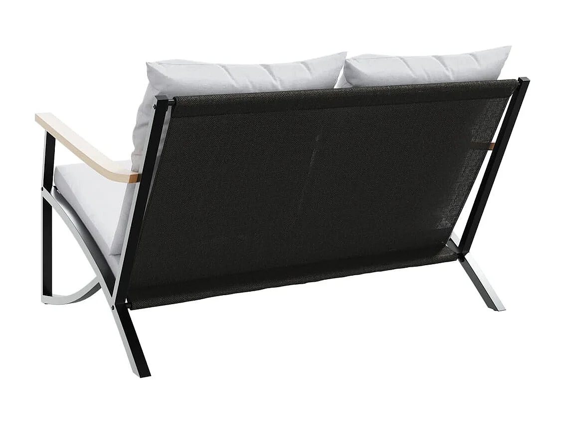 Banc de jardin avec coussins 120 cm noir acier