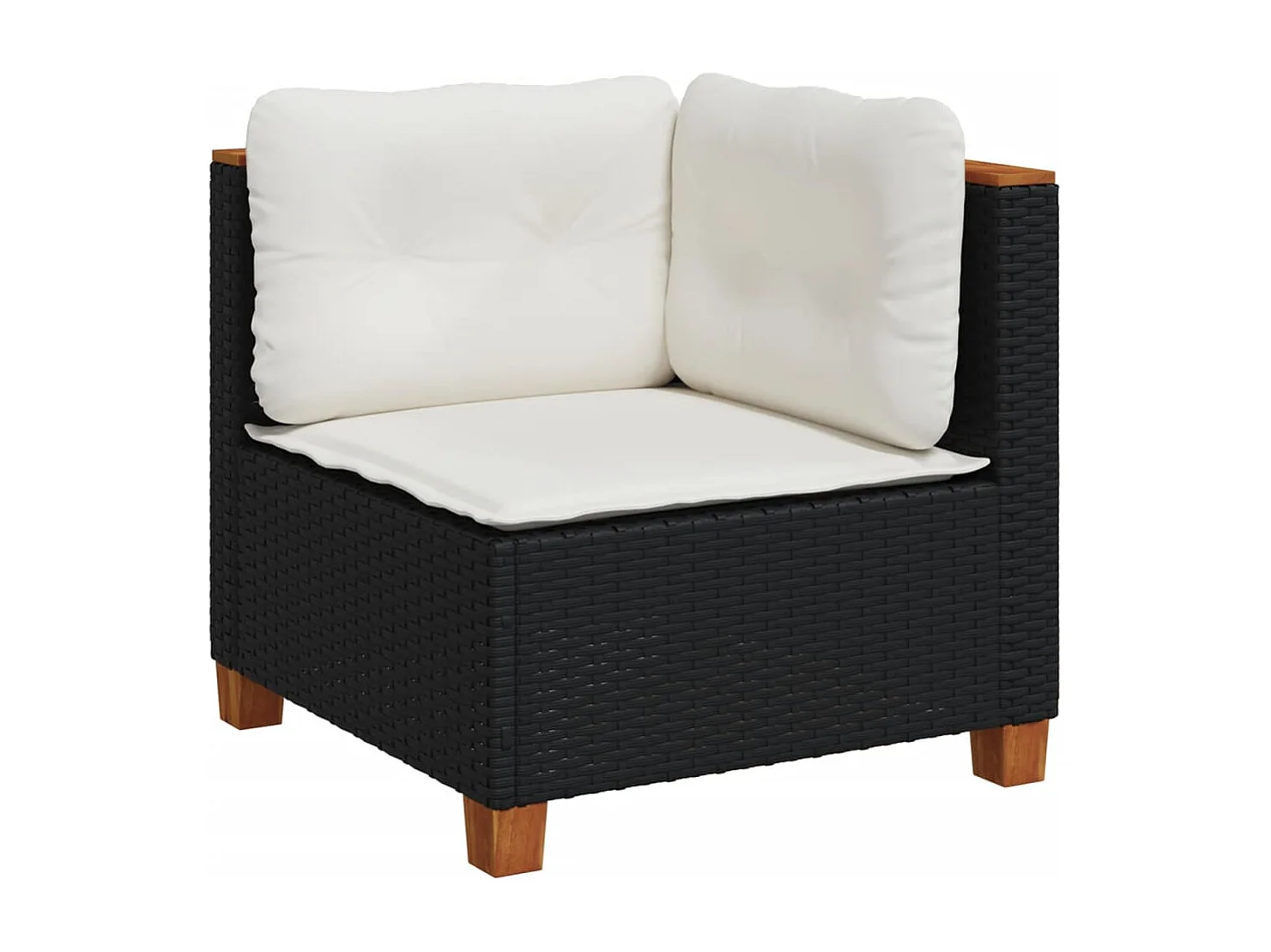 5-tlg. Garten-Sofagarnitur mit Kissen Schwarz Poly Rattan