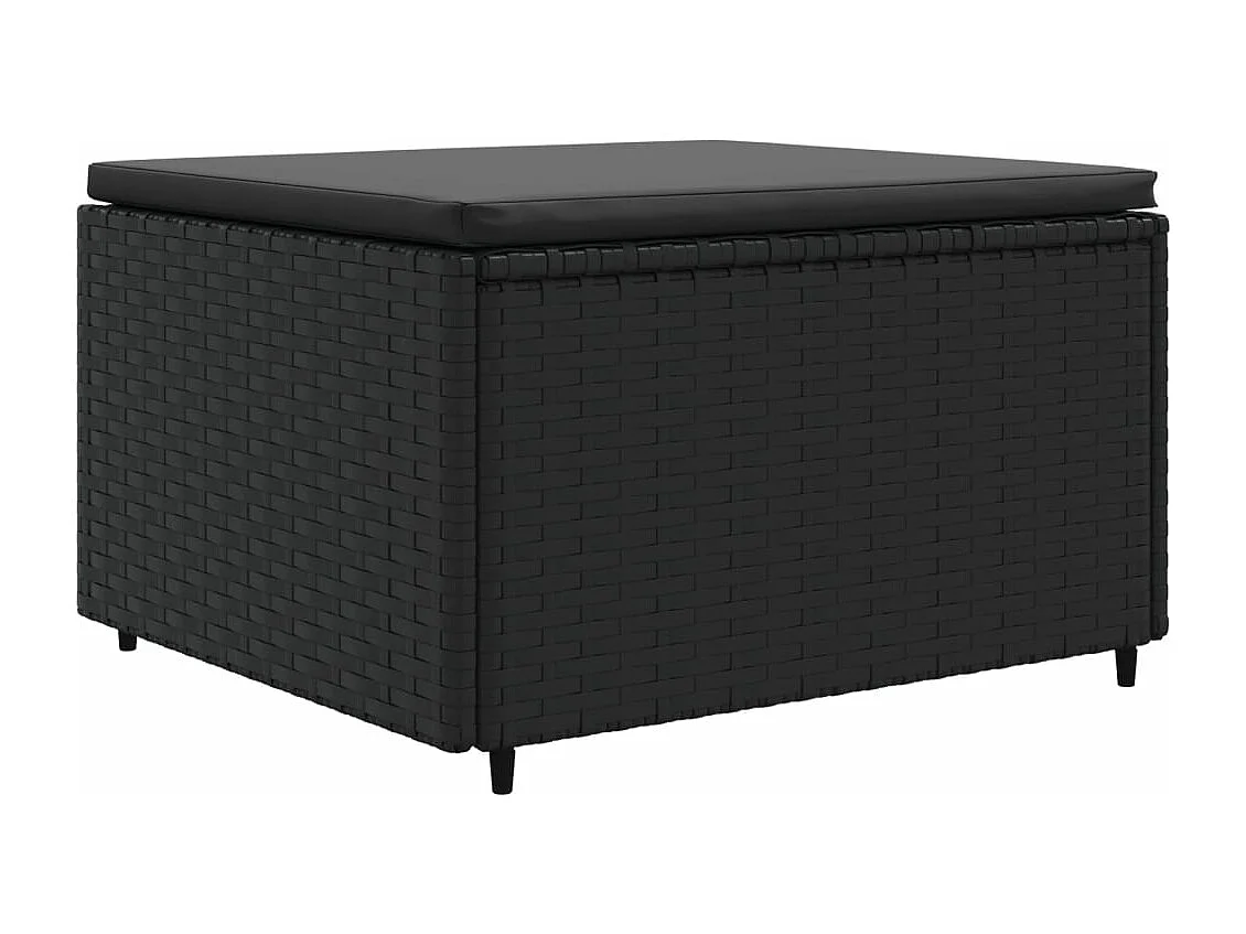 5-tlg. Garten-Lounge-Set mit Kissen Schwarz Poly Rattan