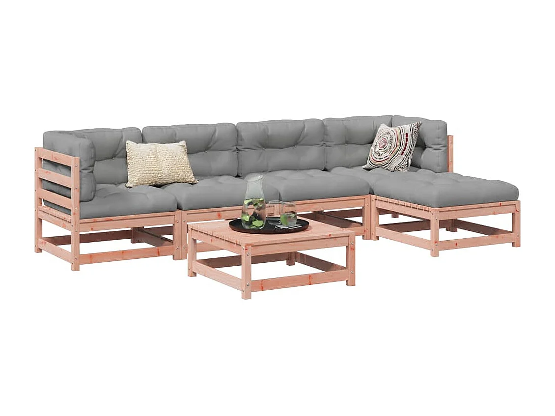 Set Divani da Giardino 6 pz in Legno Massello Abete Douglas