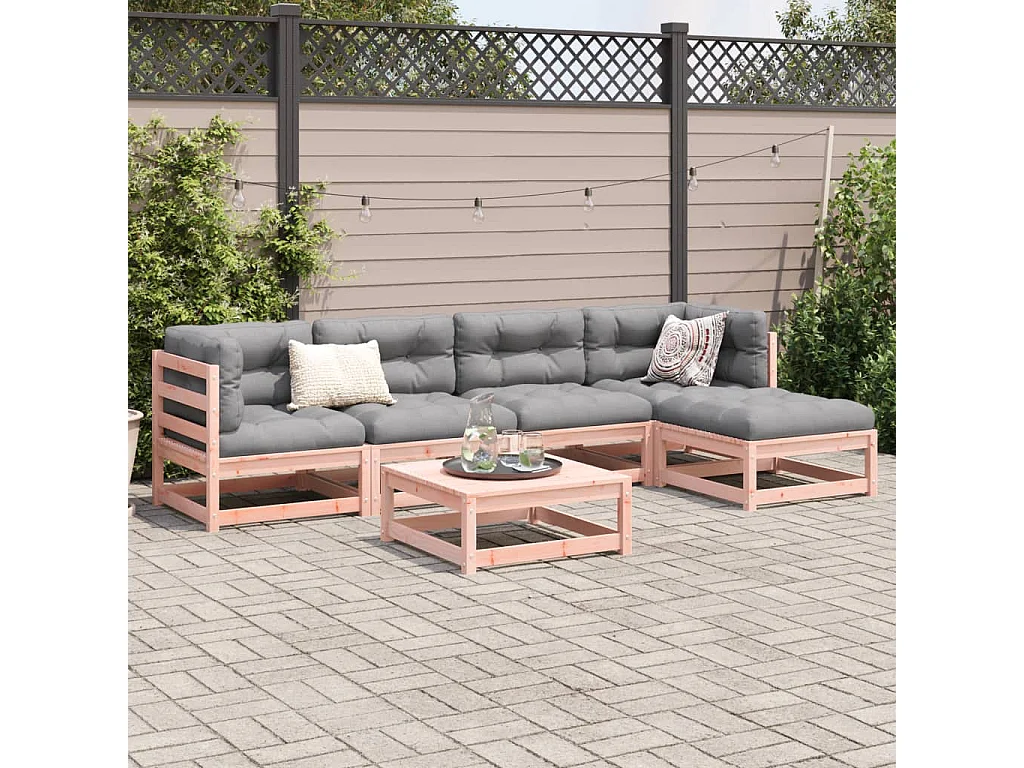 Set Divani da Giardino 6 pz in Legno Massello Abete Douglas