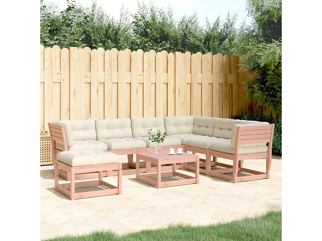 Salon de jardin 7 pcs avec coussins bois massif douglas