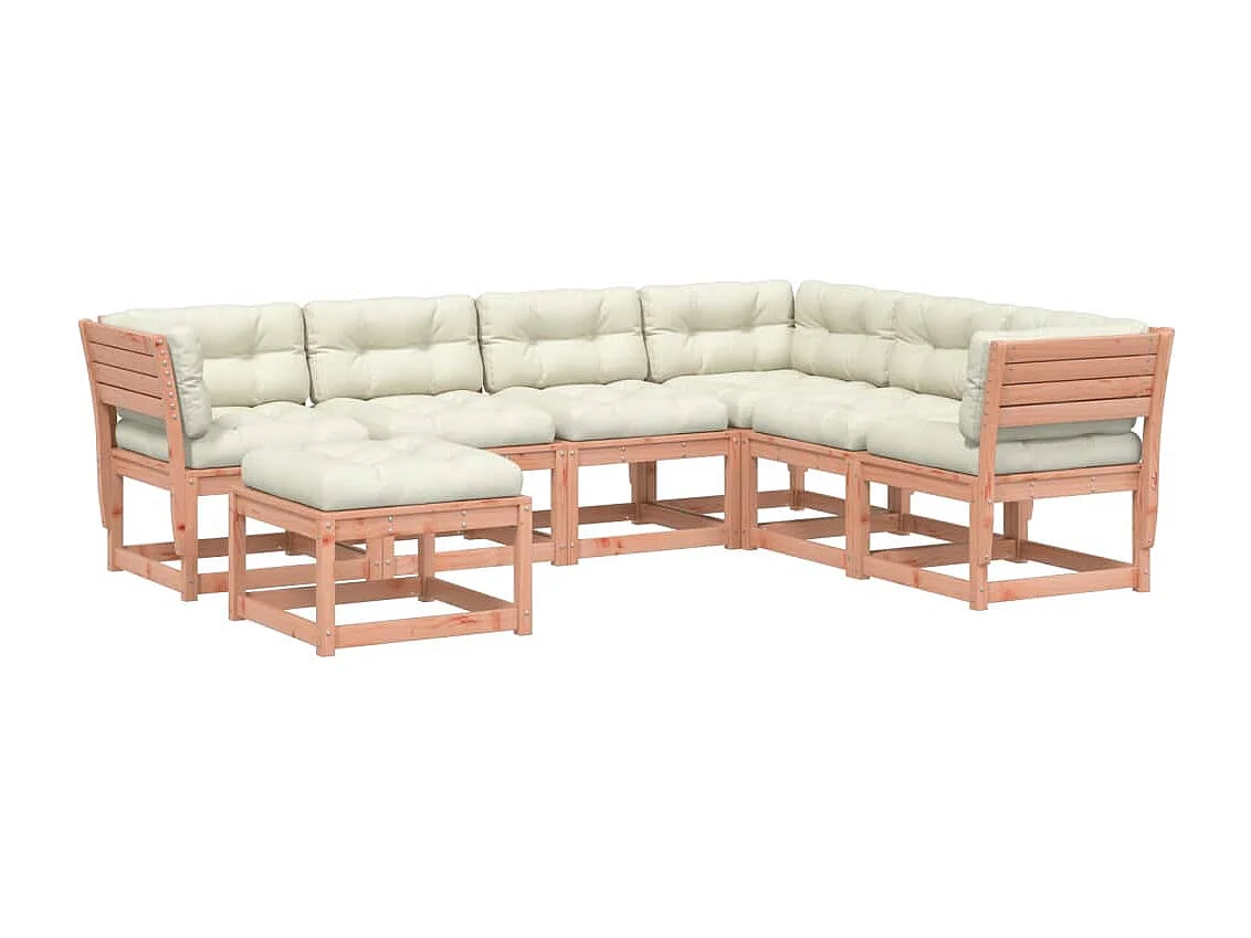 Salon de jardin 7 pcs avec coussins bois massif douglas