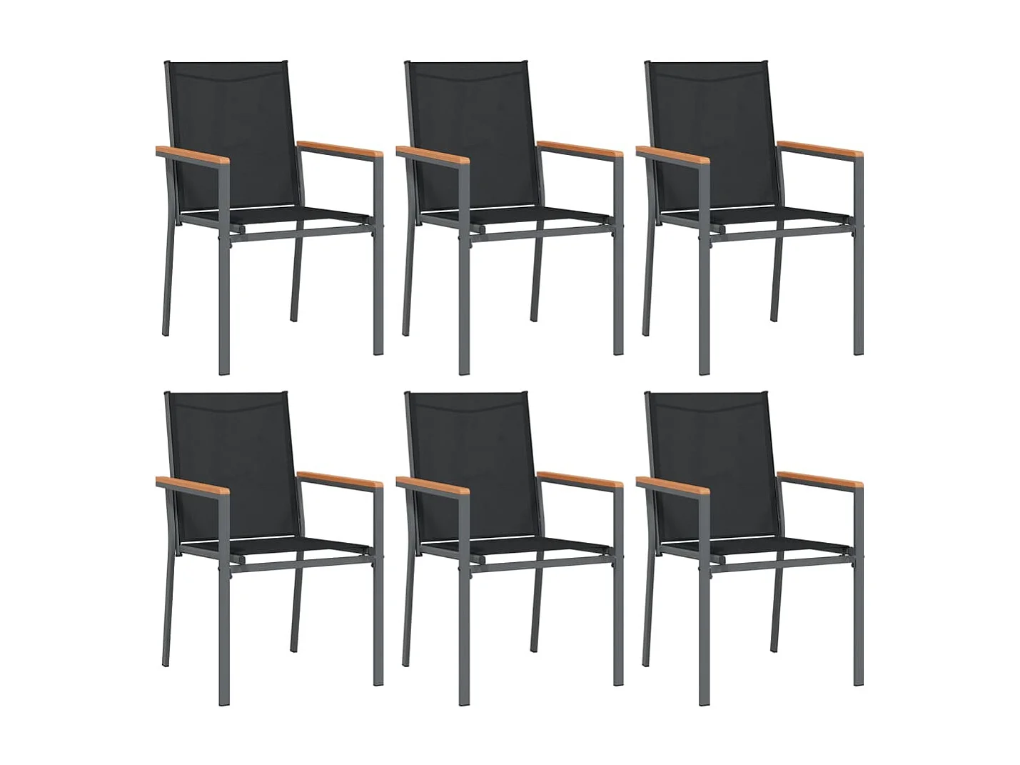Ensemble à manger de jardin 7 pcs noir textilène et acier