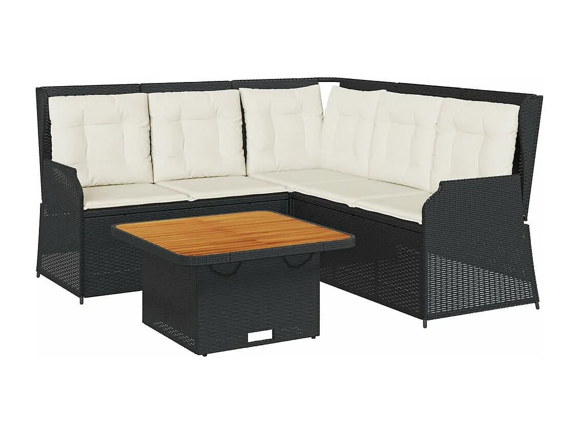 Set Divani da Giardino 4 pz con Cuscini Nero in Polyrattan