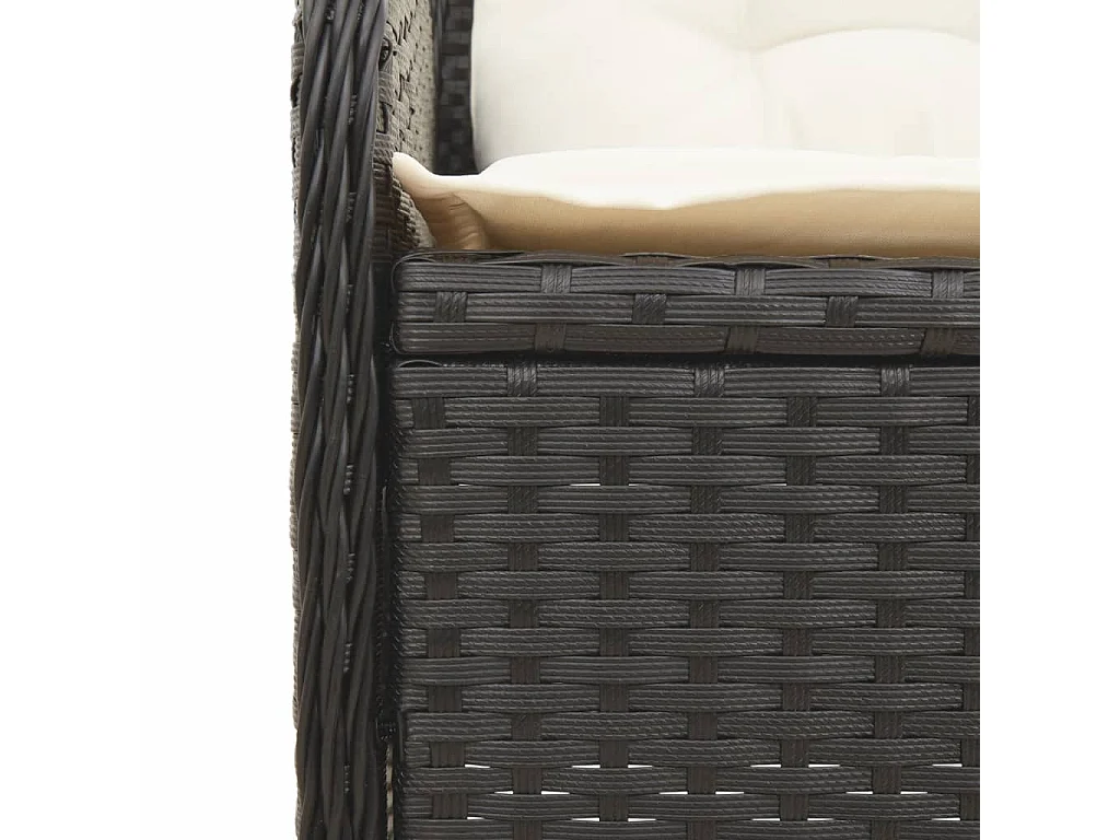 Set Divani da Giardino 4 pz con Cuscini Nero in Polyrattan