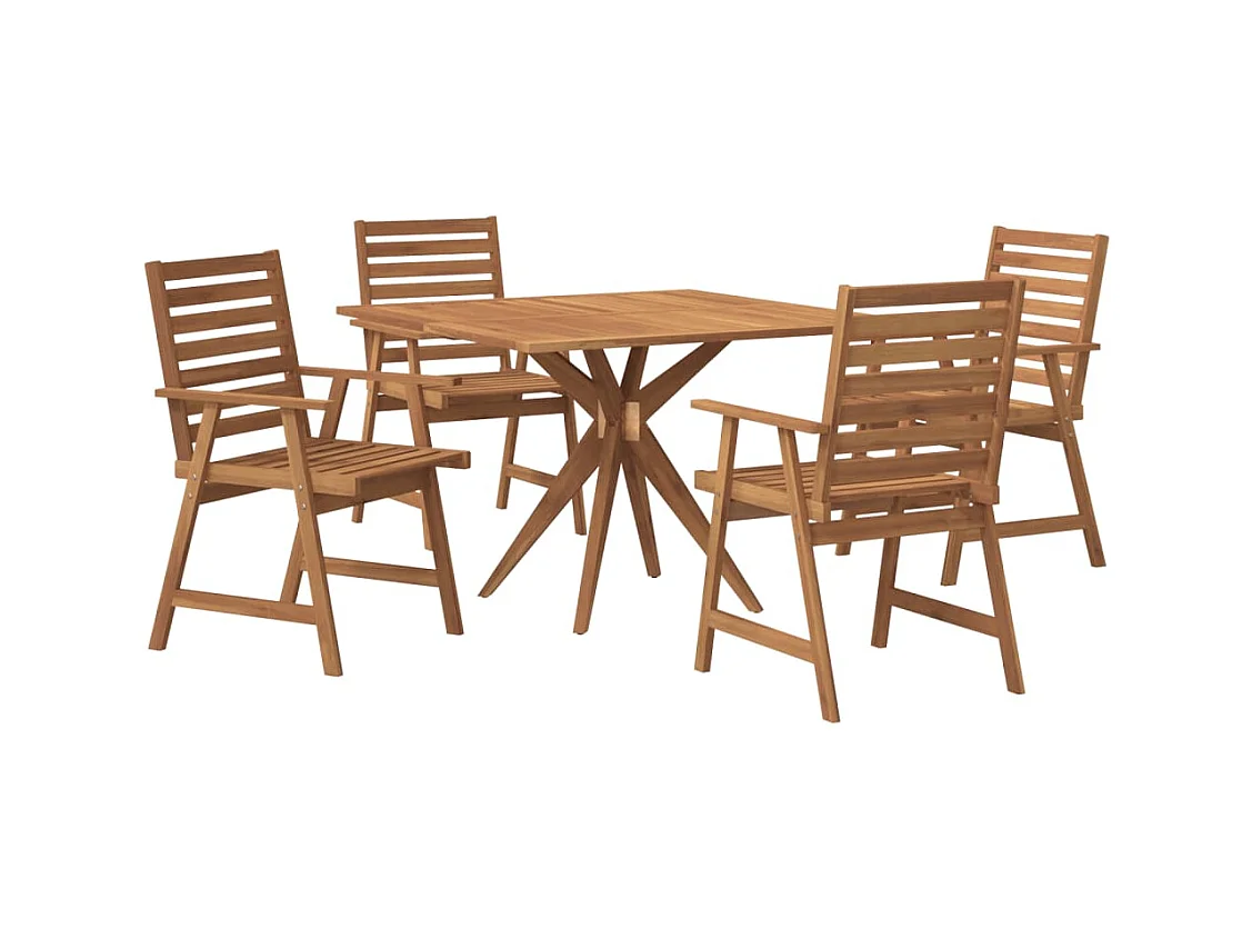 Set da Pranzo per Giardino 5 pz in Legno Massello di Acacia
