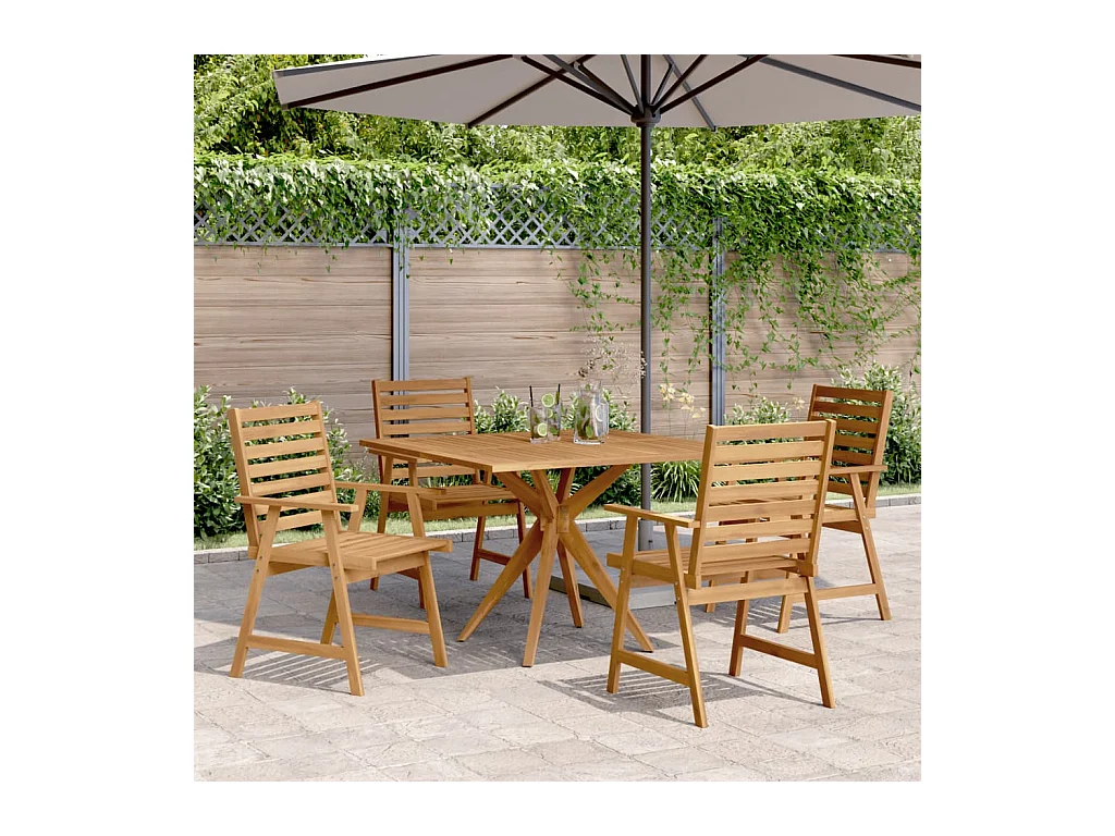 Set da Pranzo per Giardino 5 pz in Legno Massello di Acacia