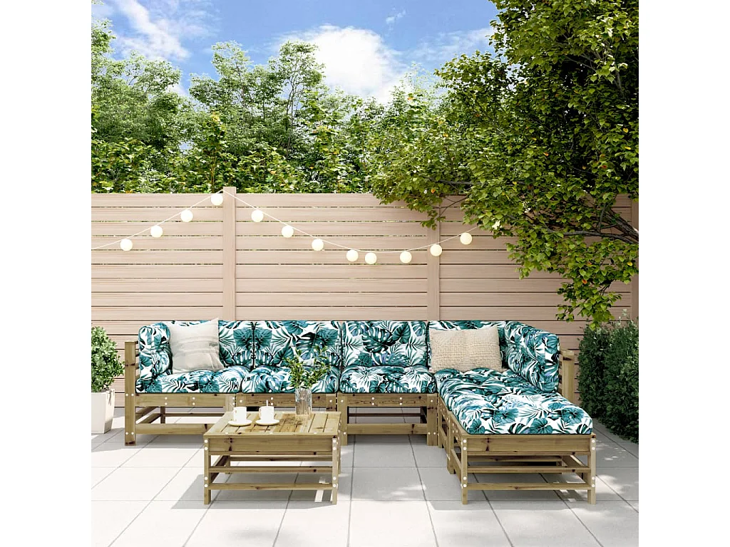 Salon de jardin 7 pcs bois de pin imprégné