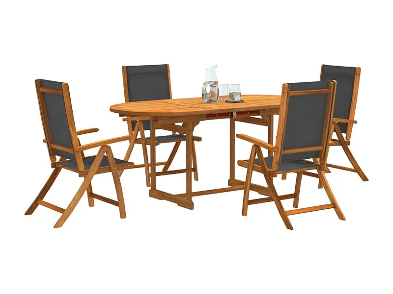 5-delige Tuinset massief acaciahout en textileen